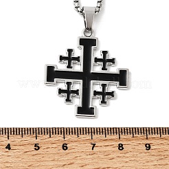 Подвеска с черным иерусалимским крестом из эмалевого сплава&nbsp;NJEW-Z109-01P