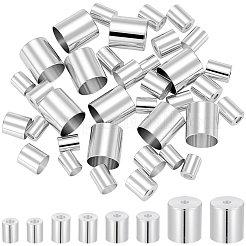真鍮製コードエンドパーツ  エンドキャップ  長持ちメッキ  コラム  銀  5~9x4~8mm  穴：1.5~1.8 MMM  内径：3~7mm  10個/スタイル&nbsp;KK-CN0003-47S