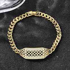 Messing Micro Pave klare Zirkonia Link Armbänder&nbsp;BJEW-F498-02B-G