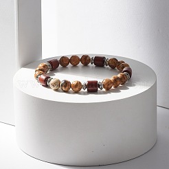 Bracelet extensible en perles de jaspe naturel pour femme ou homme&nbsp;BJEW-JB07732-02