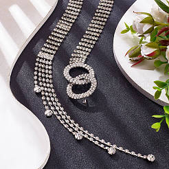 Chaîne de taille de tennis en strass cristal avec double anneaux&nbsp;AJEW-WH0248-54