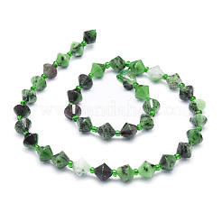 Натуральный рубин в цоизита бусин пряди G-E569-C02