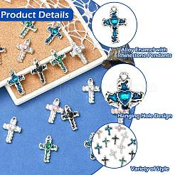 15 pz 5 colori smalto in lega con ciondoli di strass&nbsp;FIND-CJ0005-93