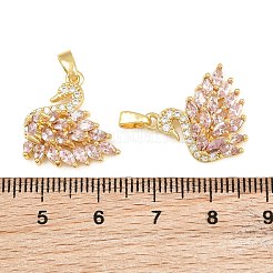 Pendentifs en laiton avec micro pavé de perles et zircons cubiques roses&nbsp;CU-CBABDE1-13G-02