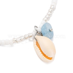 2 стиль летние эластичные браслеты на щиколотку из натурального жемчуга и круглых стеклянных бусин&nbsp;AJEW-AN00670-02