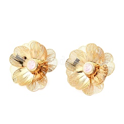 Серьги-гвоздики из латуни и стекла&nbsp;EJEW-F391-06G-02