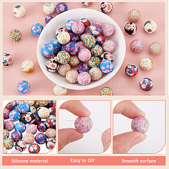 64 шт. 8-х цветные круглые силиконовые фокусные бусины&nbsp;SIL-GA0001-29A