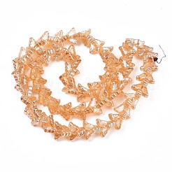 メッキガラスビーズ連売り  パール光沢メッキ  蝶  砂茶色  7~8x14~15x5mm  穴：0.8mm  約100個/連  22.05インチ〜22.83インチ（56~58cm）&nbsp;EGLA-S188-25-A02