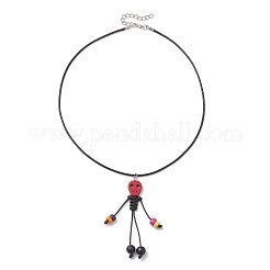 Тематика Хэллоуина скелет окрашенный синтетический бирюзовый кулон ожерелье из вощеного хлопкового шнура для женщин и мужчин NJEW-TA00208