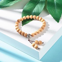Bracelet de perles de mala en bois naturel pour hommes femmes&nbsp;BJEW-JB06906