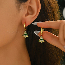 Серьги-кольца из латуни с эмалью для рождественской елки YN0293