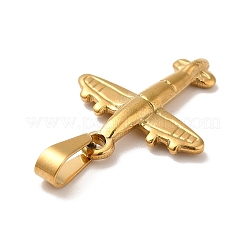 PVD真空メッキ201ステンレススチールペンダント  飛行機  ゴールドカラー  23x20x3mm  穴：6x3mm&nbsp;STAS-P314-20G