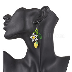 Серьги-подвески из стеклянного бисера ручной работы EJEW-MZ00477