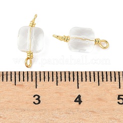 Dijes de conector cuadrado facetado de vidrio&nbsp;KK-C097-09G-01