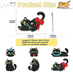 12 Stück 6 Stile Katzenformen computergesteuerte Stickerei Stoff zum Aufbügeln/Aufnähen von Patches&nbsp;PATC-CJ0001-06