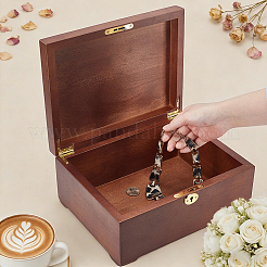 木製の小物収納ボックス  合金パーツ  長方形  ココナッツブラウン  28.1x21.5x12.7cm&nbsp;CON-WH0107-128