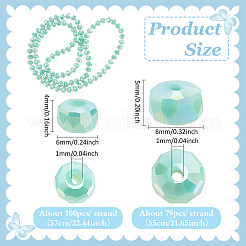 2 нить 2 цвета гальванические стеклянные бусины нити&nbsp;GLAA-PH0004-22B