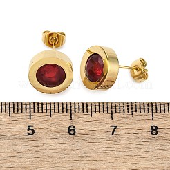 Плоские круглые серьги-гвоздики из нержавеющей стали 304 EJEW-C099-23G-02