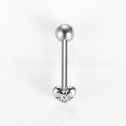 Кольца для языка из хирургической нержавеющей стали 316L с микропаве из прозрачного кубического циркония&nbsp;FS-WG6EDE0-03