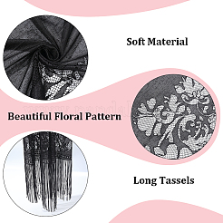 Шарф из полиэстерового кружева с кисточками из марли для женщин AJEW-WH20077-040B