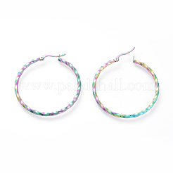 Большие серьги-кольца из нержавеющей стали 304 с гальваническим покрытием EJEW-G258-02A