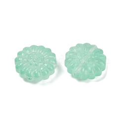 透明ガラスビーズ  花  焼き付け塗料  ミディアムアクアマリン  16x15.5x7.5mm  穴：1.2mm&nbsp;DGLA-E004-05G