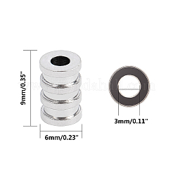 304ステンレスチューブビーズ  溝付き  コラム  ステンレス鋼色  9x6mm  穴：3mm  50個/箱&nbsp;STAS-CA0001-09P