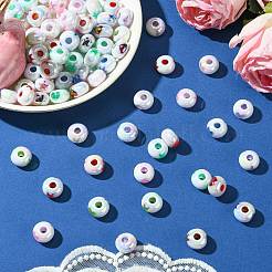 100 pièce de perles acryliques arc-en-ciel plaquées UV&nbsp;PACR-CJ0001-35