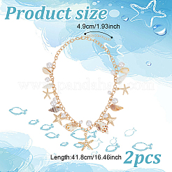 2 шт. летние пляжные цепочки на талию из натуральной ракушки и искусственного жемчуга из смолы&nbsp;AJEW-UN0002-13