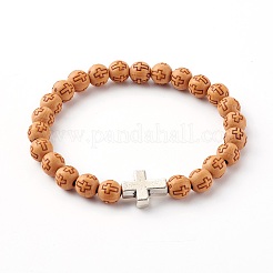 3 pièces 3 styles imitation bois acrylique bracelets de perles extensibles&nbsp;BJEW-JB06235