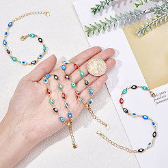 Браслеты из латуни с эмалью и сглазом BJEW-NB0001-03