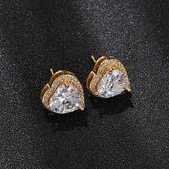 Boucles d'oreilles en laiton avec micro pavé de zircons cubiques pour femmes&nbsp;EJEW-F418-06G