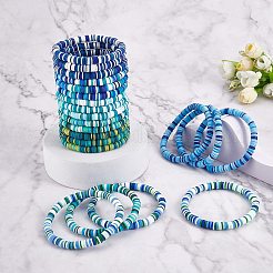 Набор эластичных браслетов ручной работы из полимерной глины Heishi Surfer BJEW-SW00099-03