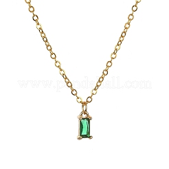 Стеклянный прямоугольный кулон с золотыми латунными цепочками&nbsp;NJEW-FZ00012