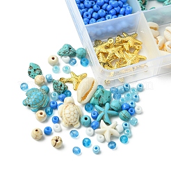 Наборы для изготовления браслетов из синтетической бирюзы и бисера своими руками&nbsp;DIY-FS0006-99