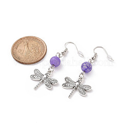 Серьги с подвесками из натурального состаренного агата EJEW-JE05139