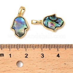 Подвески на руку из натуральной ракушки пауа с символом хамсы KK-G538-33G