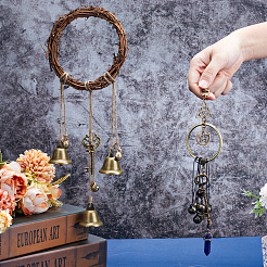 2 шт. 2 стиля ротанговых и сплавных колокольчиков для дверной ручки AJEW-GF0008-21