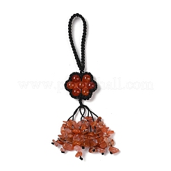 Décorations pendentif en fil tressé en agate naturelle&nbsp;HJEW-K046-04F