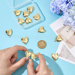 12 шт. латунные подвески-медальоны в форме сердца&nbsp;KK-MA0001-02