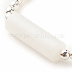 Перстень из бисера из натурального белого нефрита с синтетическим гематитом RJEW-JR00461-02