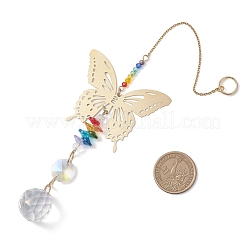Подвесной ловец солнца из нержавеющей стали 201 в форме бабочки и радужного хрустального стекла.&nbsp;HJEW-JM04682