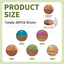 20шт 5 цвета подвески из смолы и ореха&nbsp;RESI-TA0004-43
