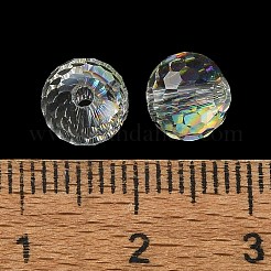半分虹色のガラスビーズ  多面カットラウンド  ダークシーグリーン  8x7mm  穴：1.5mm&nbsp;EGLA-P059-02A-HR03