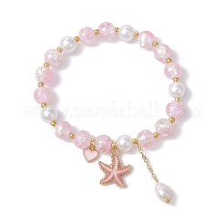 2шт 2 цветных стеклянных круглых браслета из эластичного бисера&nbsp;BJEW-JB09752