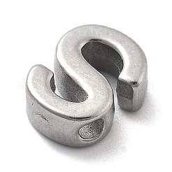 304ステンレススチールチャーム  レターチャーム  文字S  9.5x7.5x3mm  穴：1.6mm&nbsp;STAS-R138-07P-S