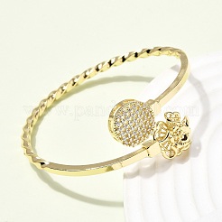 Браслеты-манжеты из латуни с микропаве из прозрачных кубических цирконий для женщин&nbsp;BJEW-F526-09G
