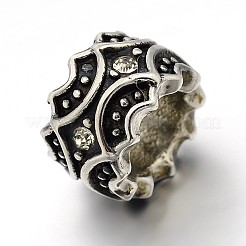 Stili misti retrò 304 acciaio inossidabile grado a strass perline a colonna con foro grande&nbsp;STAS-E086-16AS