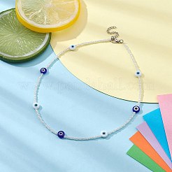 Колье сглаза лэмпворк и бисером NJEW-JN04365