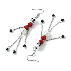 Orecchini pendenti in onice nero naturale&nbsp;EJEW-JE06008